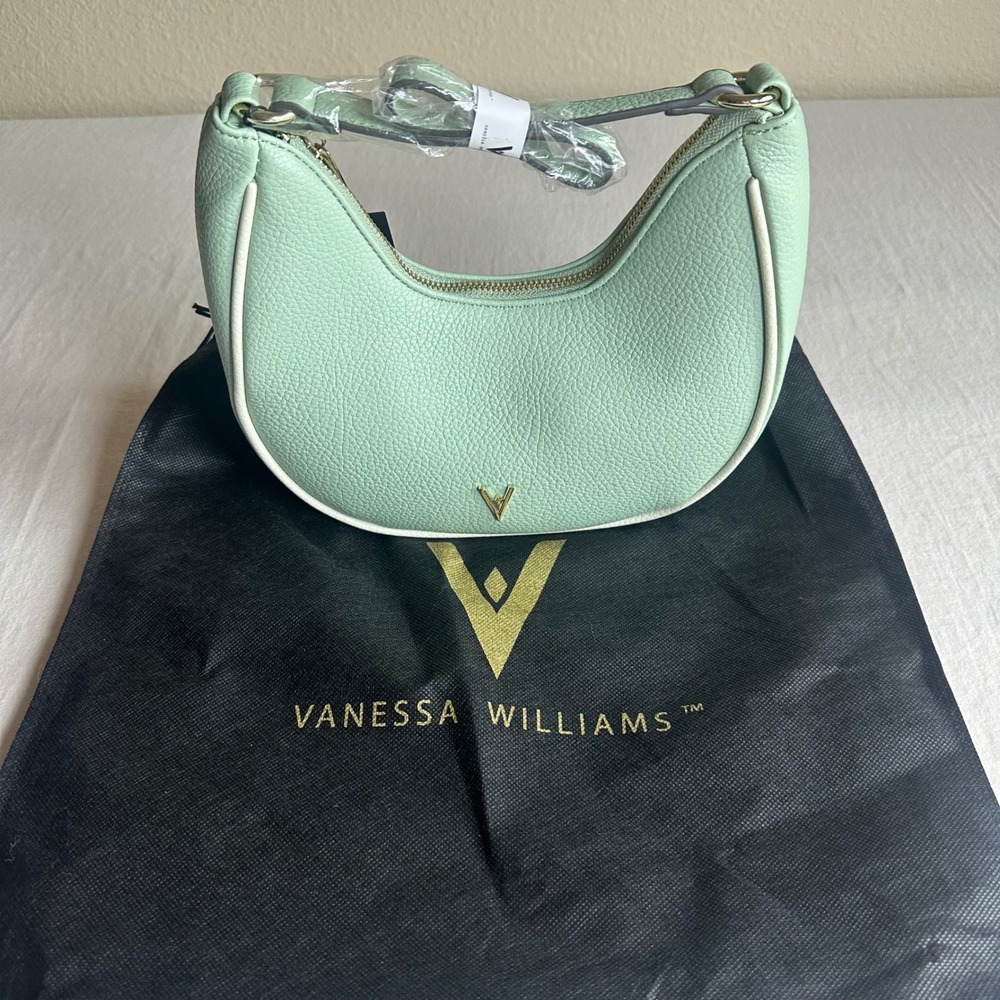 Vanessa Williams Crescent Shoulder Handbag Bag Purse Mint Color NWT & Dust Bag